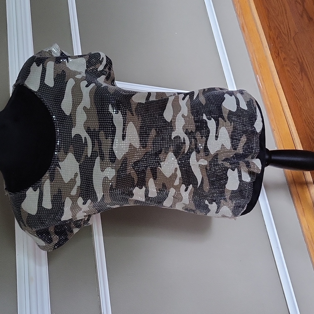 Crosby Camouflage Sequin Short Sleeve Top